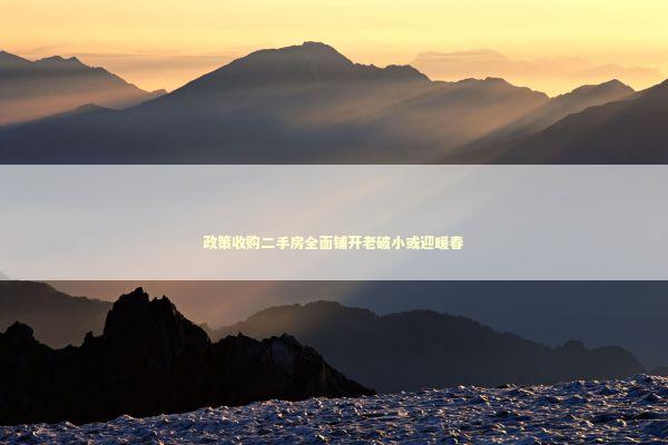 政策收购二手房全面铺开老破小或迎暖春 政策收购二手房全面铺开老破小或迎暖春 新闻