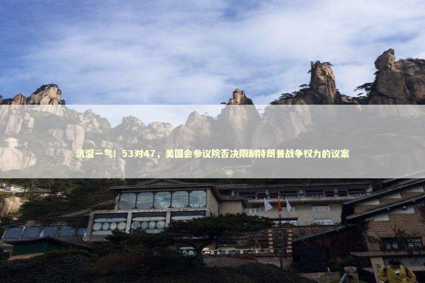 沆瀣一气！53对47，美国会参议院否决限制特朗普战争权力的议案 新闻